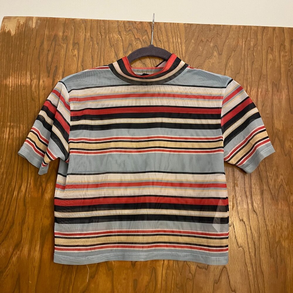 Urban Outfitters Striped Mesh Crop Top